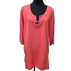 Cottonways Melon Button-Detail Tunic Top Size 3, Size 2X/3X